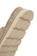 Women's Beige Thick Soled Suede Leather Slippers | Derimod