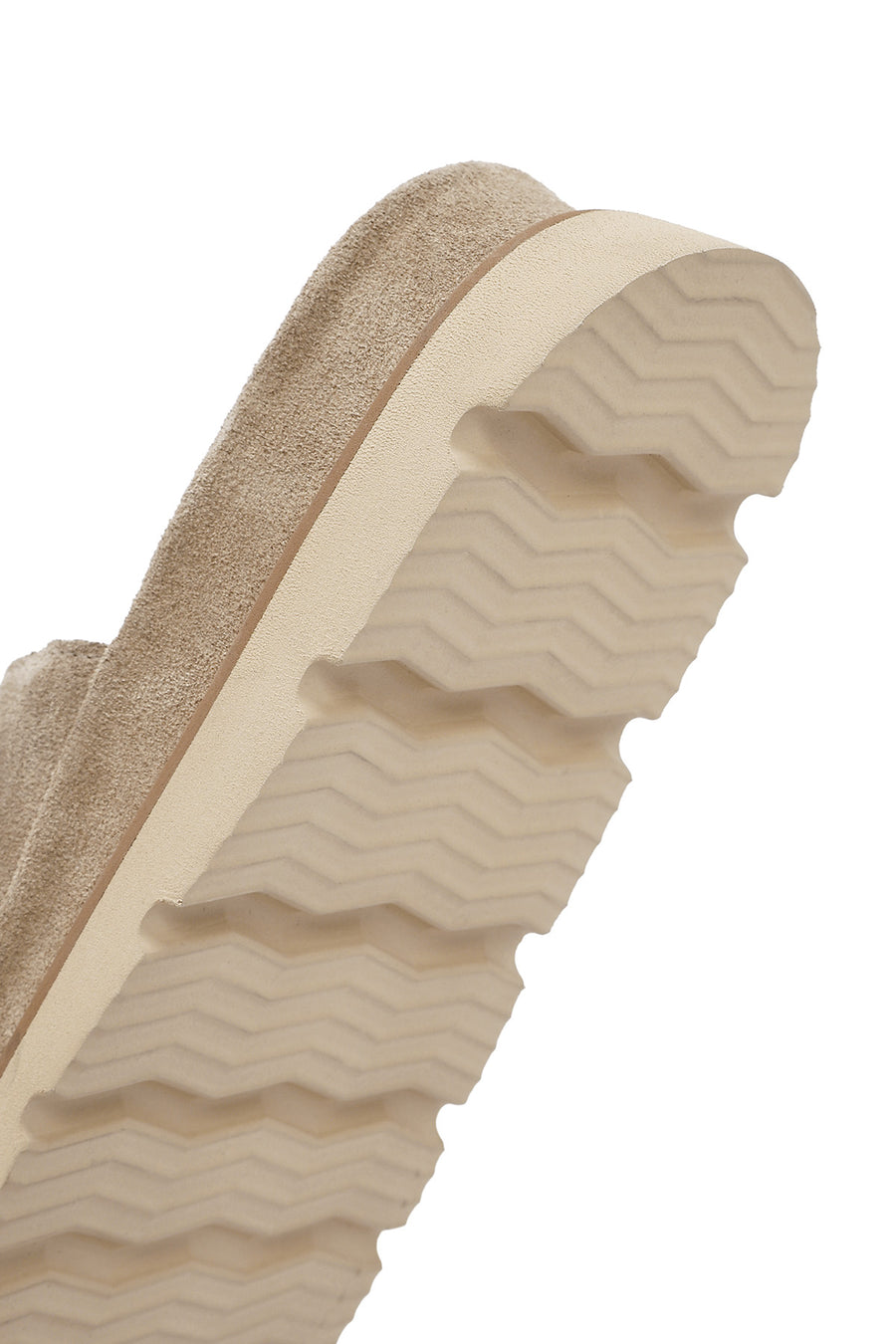 Women's Beige Thick Soled Suede Leather Slippers