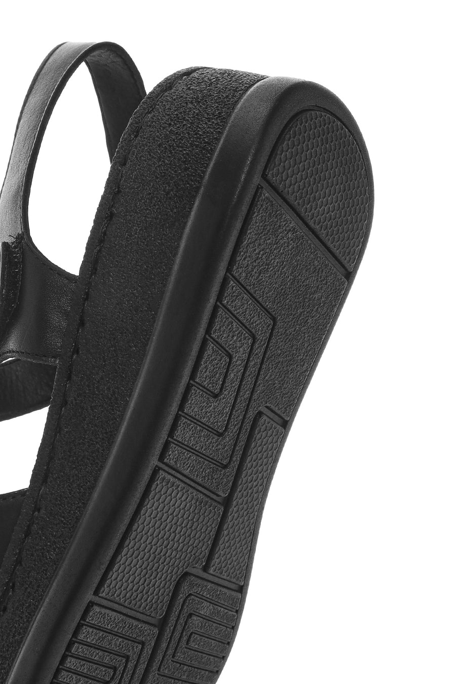 Kadın Siyah Kalın Tabanlı Deri Comfort Sandalet