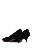 Woman Black Short Thin-Heeled Suede Stiletto | Derimod
