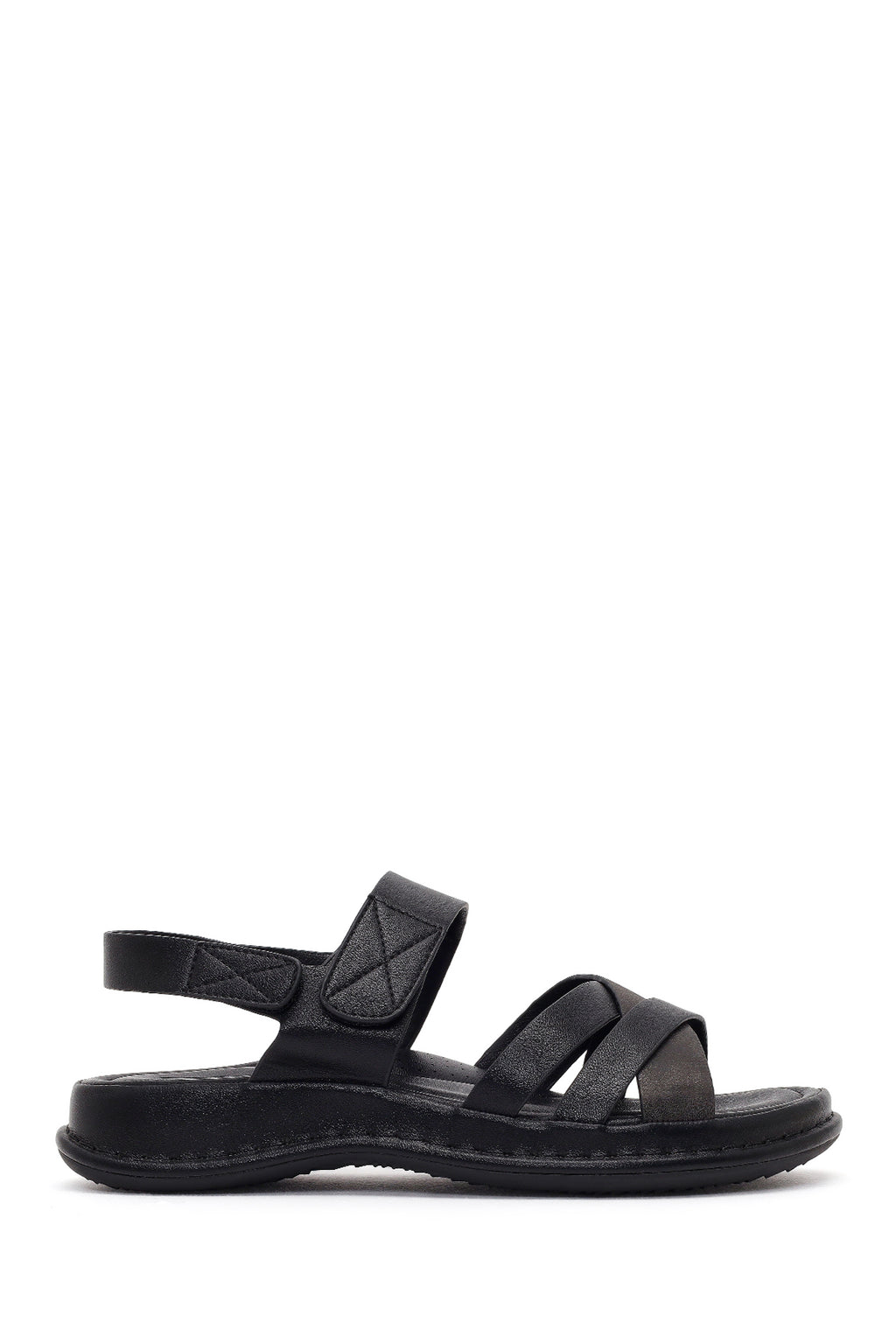 Kadın Siyah Bantlı Kalın Tabanlı Comfort Sandalet