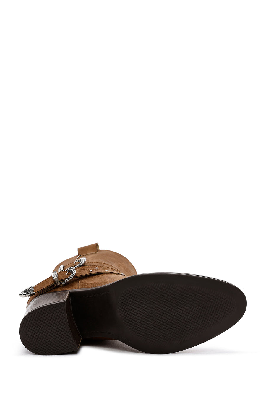 Women's Tan Suede Heeled Cowboy Boots