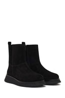 Woman Black Zip Closure Thick-Soled Suede Boots | Derimod