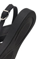 Women's Black Buckled Leather Sandals | Derimod
