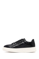Erkek Siyah Kroko Bağcıklı Deri Sneaker | Derimod