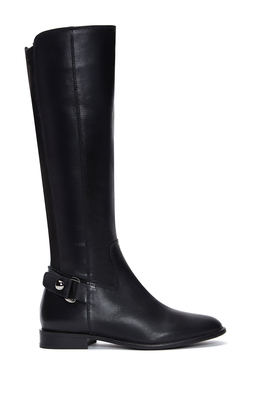 Women's Black Leather Zippered Buckle Boots 22WFD240318 | Derimod