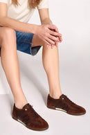 Woman Brown Lace-Up Leather Sneaker | Derimod