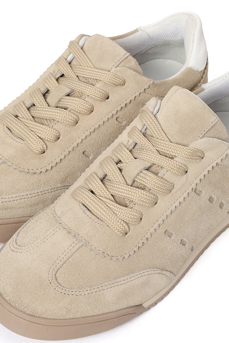 Kadın Bej Bağcıklı Süet Deri Sneaker