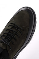 Men's Khaki Lace-Up Nubuck Leather Casual Sneaker | Derimod