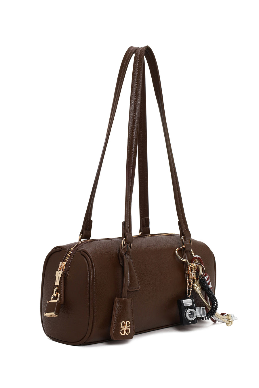 Woman Brown Charmed Shoulder Bag