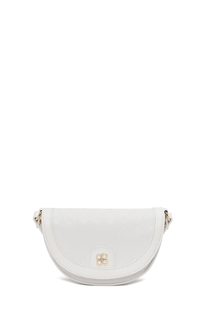 Woman White Long-Strap Printed Mini Crossbody Bag