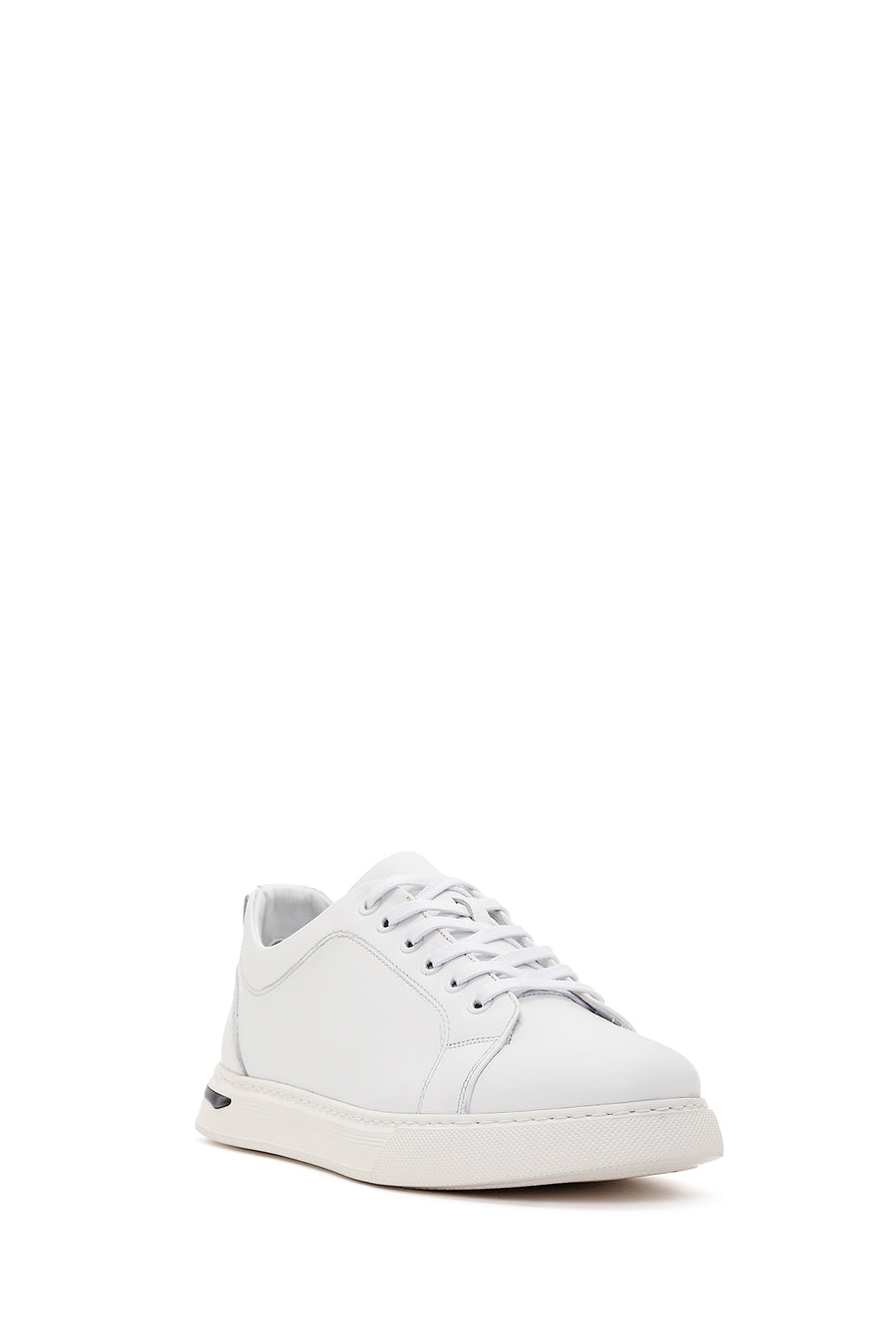 Erkek Beyaz Bağcıklı Deri Sneaker