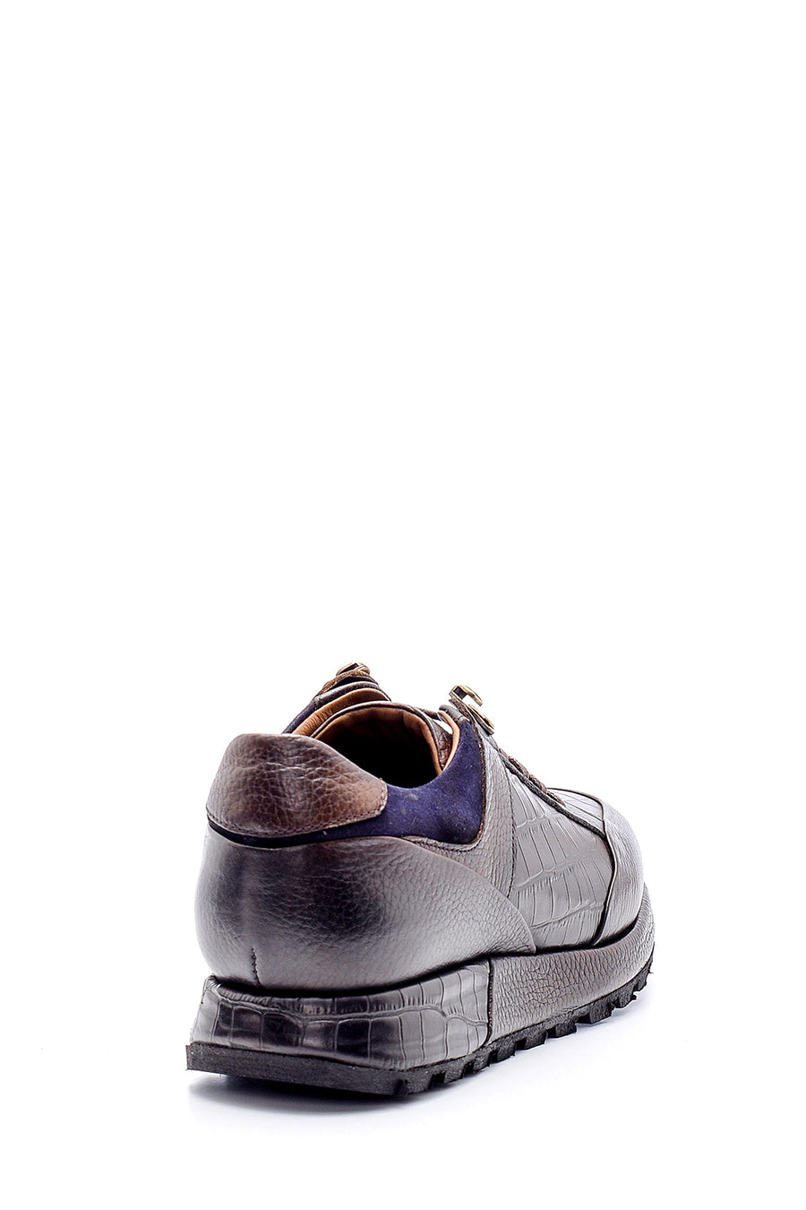 Erkek Kroko Detaylı Deri Sneaker