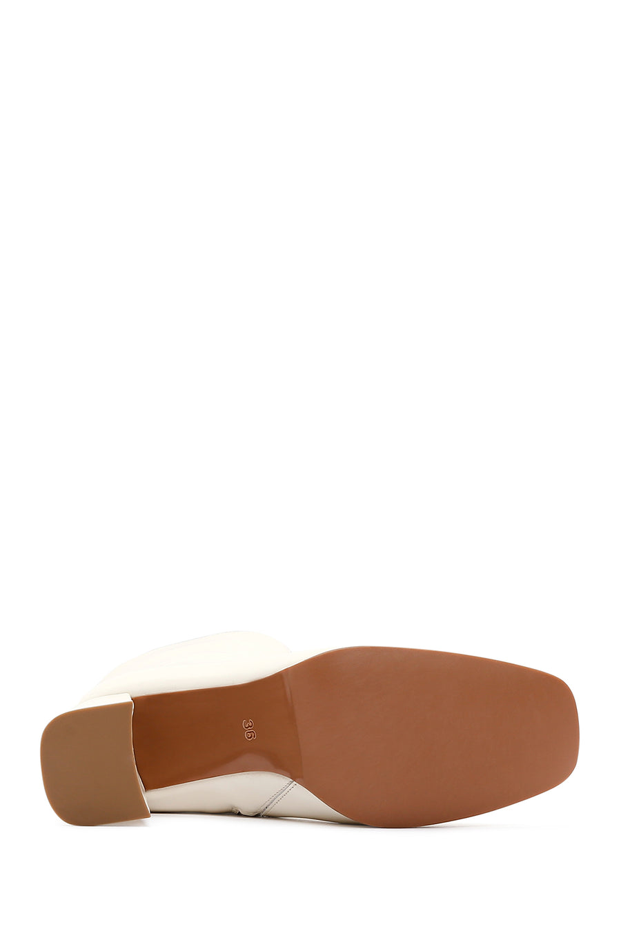 Women's Beige Leather Heeled Classic Boots