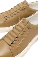 Erkek Bej Bağcıklı Deri Sneaker | Derimod