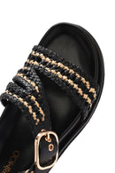 Women's Black Strappy Leather Sandals | Derimod