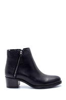 Women's Leather Zipper Detailed Heeled Boots | Derimod