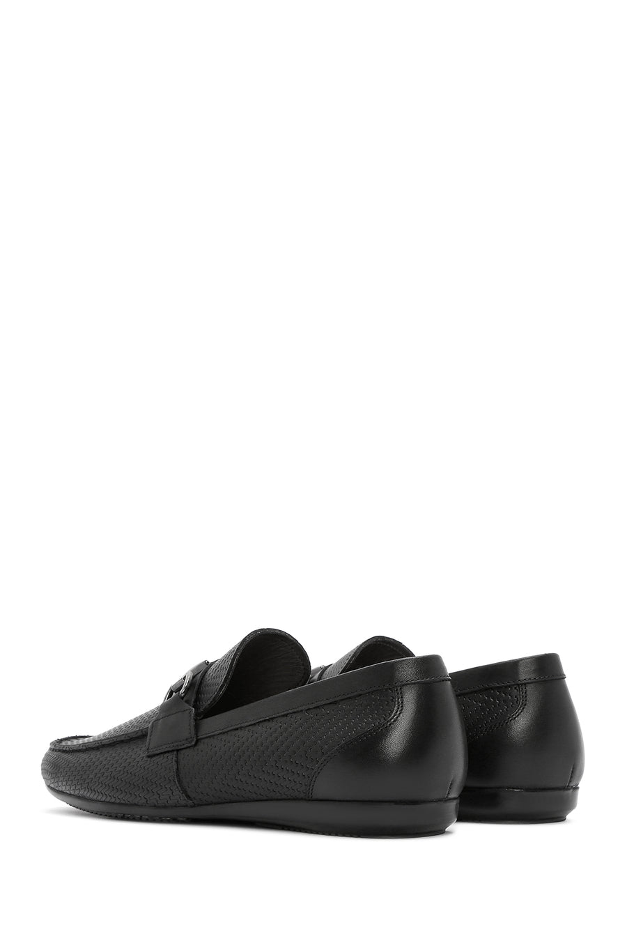 Erkek Siyah Baskılı Deri Casual Loafer