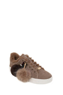 Kadın Vizon Bağcıklı Charmlı Süet Deri Teddy Sneaker | Derimod