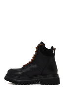Harley Davidson Male Black Stein Lace-Up Thick-Sole Leather Combat Boots | Derimod
