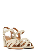 Woman Cream Ankle-Buckle Chunky-Heel Sandals | Derimod