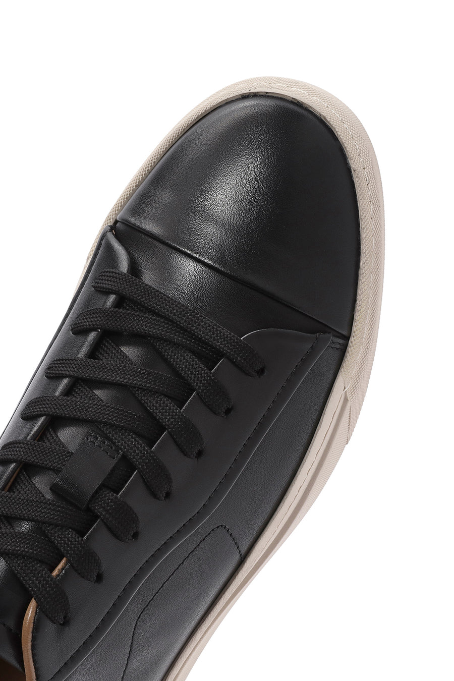 Erkek Siyah Bağcıklı Deri Sneaker