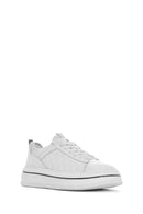 Erkek Beyaz Bağcıklı Kalın Tabanlı Deri Sneaker | Derimod