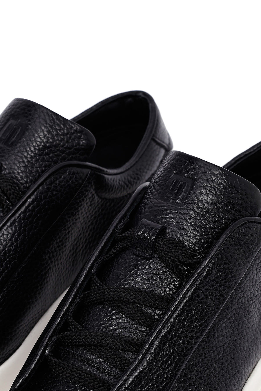 Erkek Siyah Bağcıklı Deri Sneaker