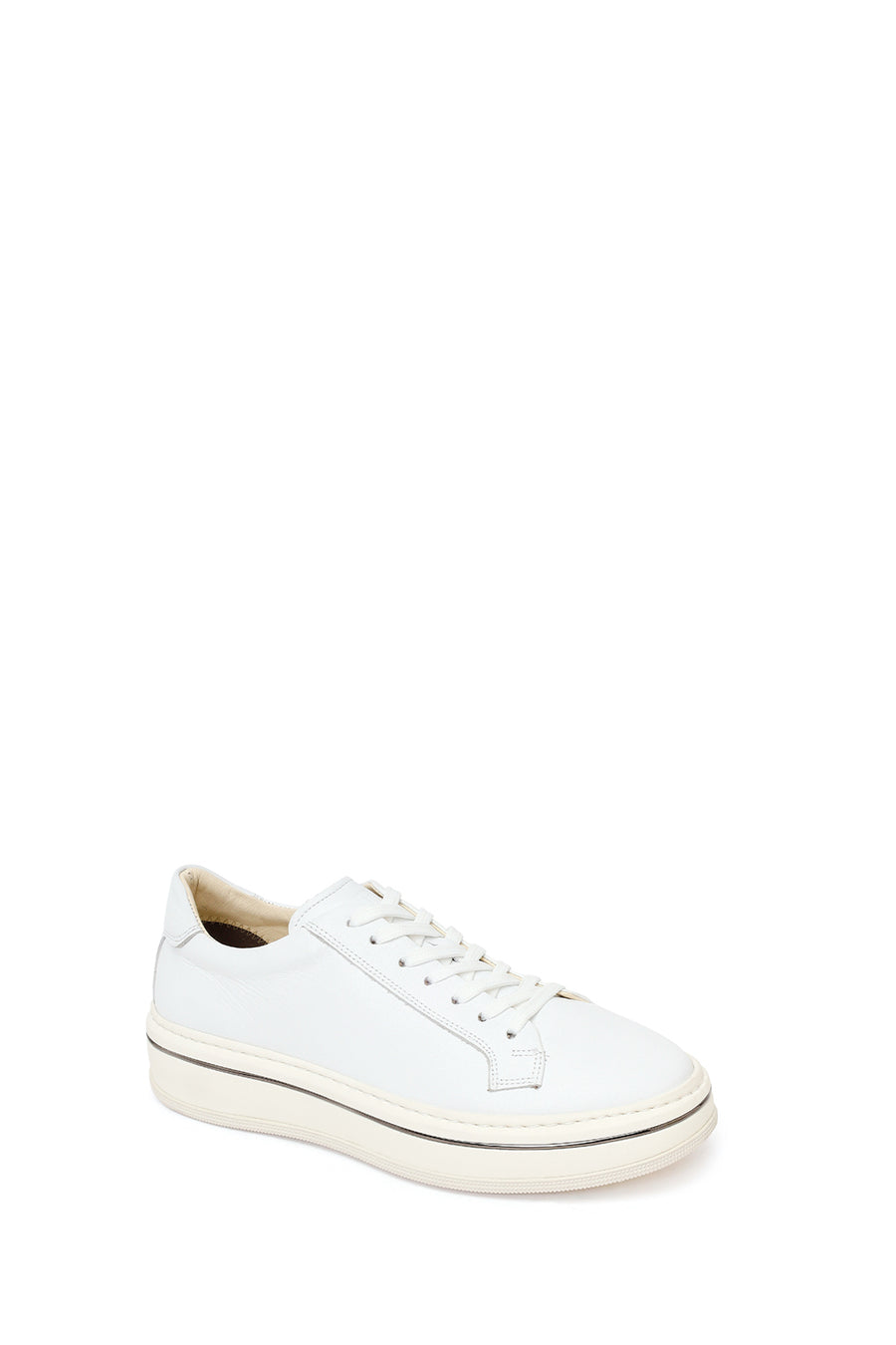 Erkek Beyaz Bağcıklı Kalın Tabanlı Deri Sneaker