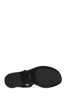 Women's Black Buckle Thong Leather Sandals | Derimod
