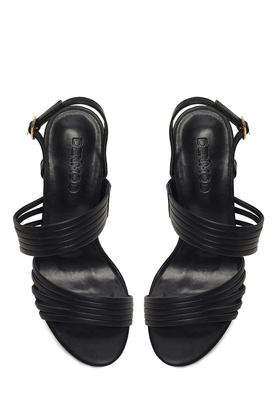 Woman Black Ankle-Buckle Slim High-Heel Sandals