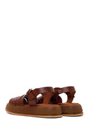 Woman Brown Buckled Thick-Soled Leather Sandal | Derimod
