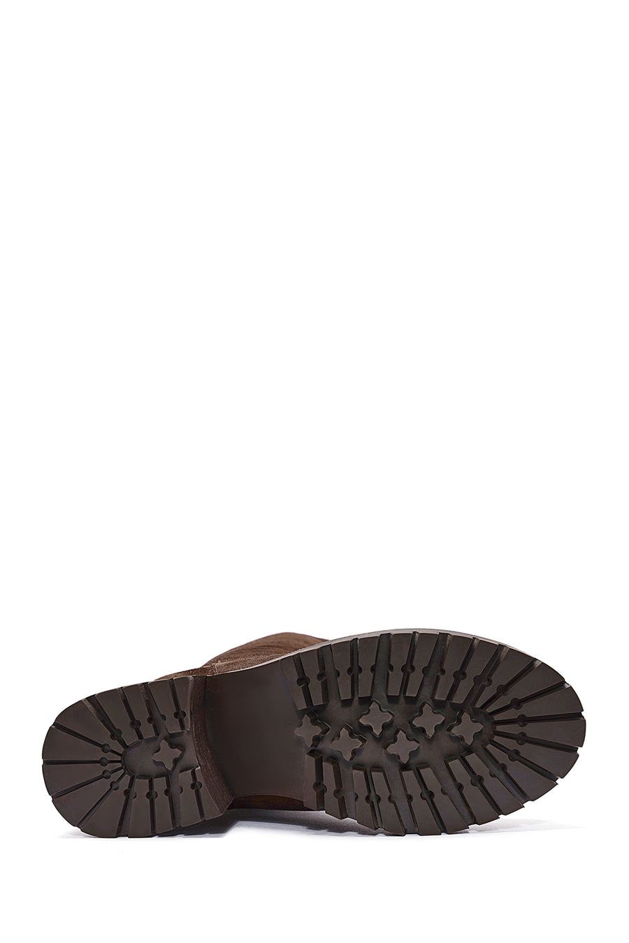 Women's Brown Chunky Heel Suede Leather Boots