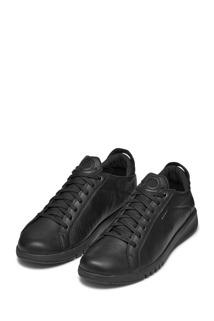 Geox Men's Black U Aerantis A - Tumb Laced Leather Sneaker