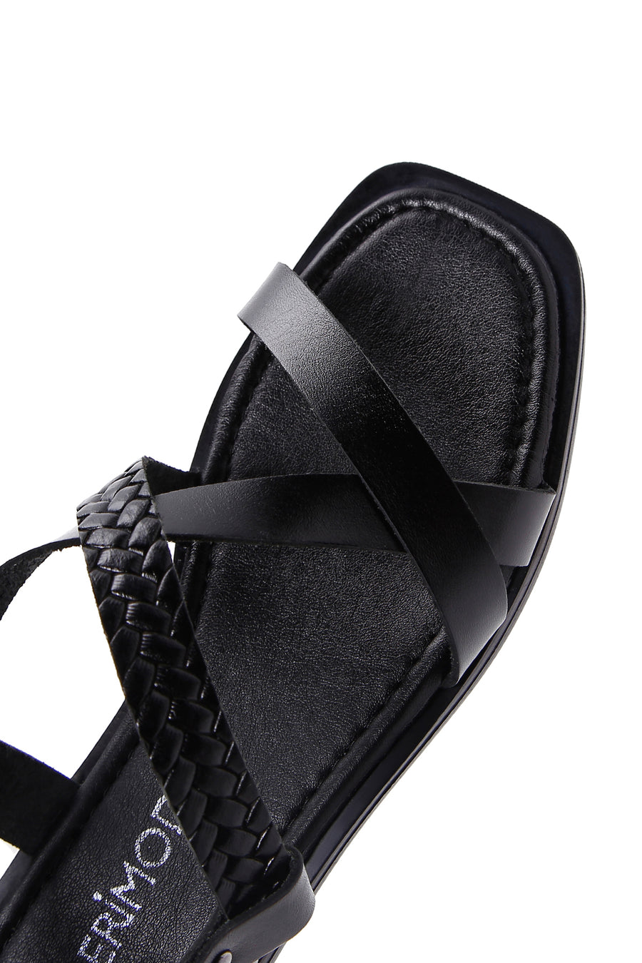 Women's Black Knitted Detailed Leather Bodrum Sandals