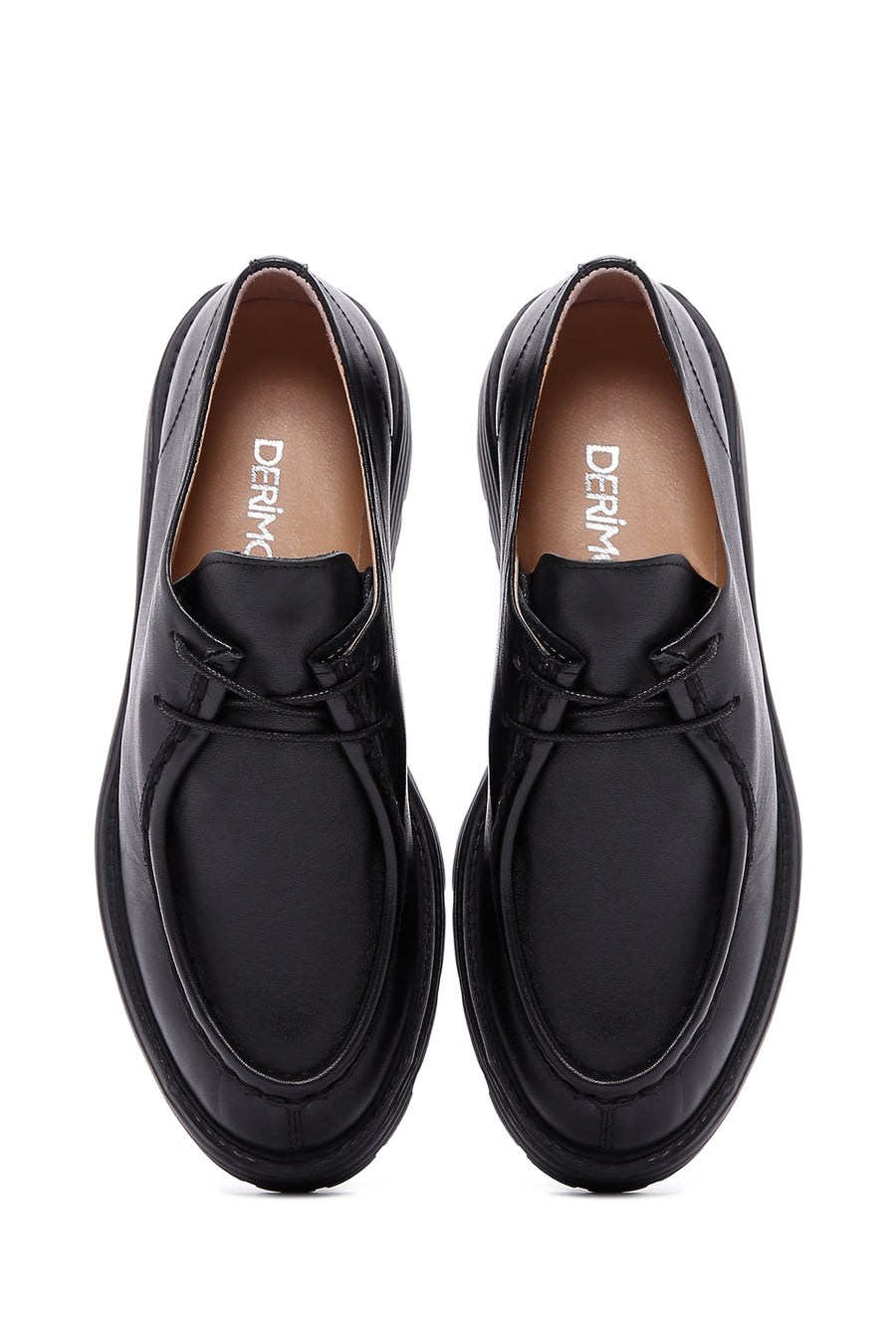 Women's Black Lace-Up Leather Masculine Shoes
