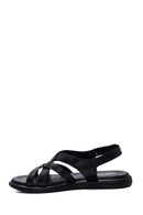 Women's Black Leather Comfort Sandals | Derimod