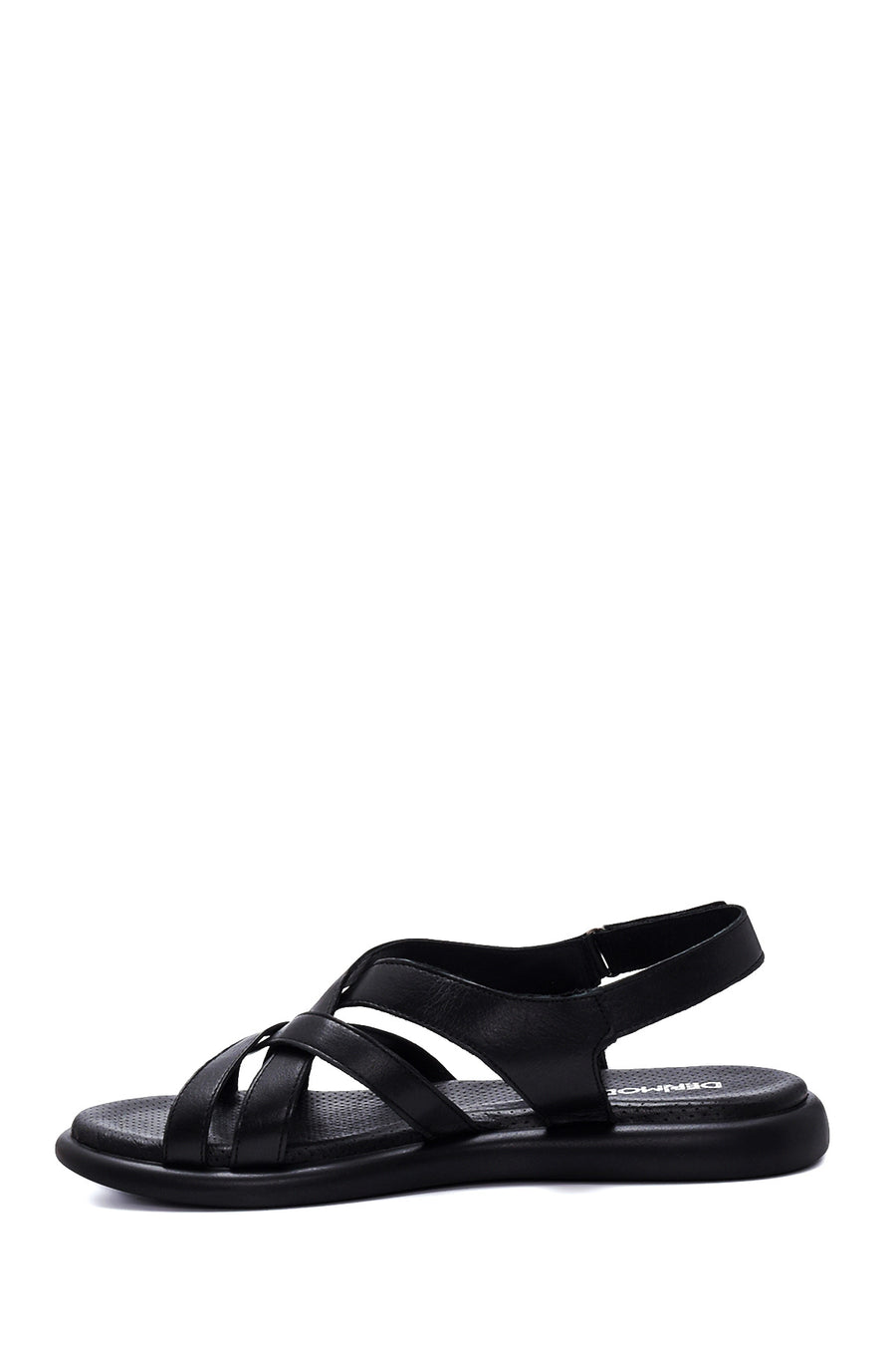 Women's Black Leather Comfort Sandals