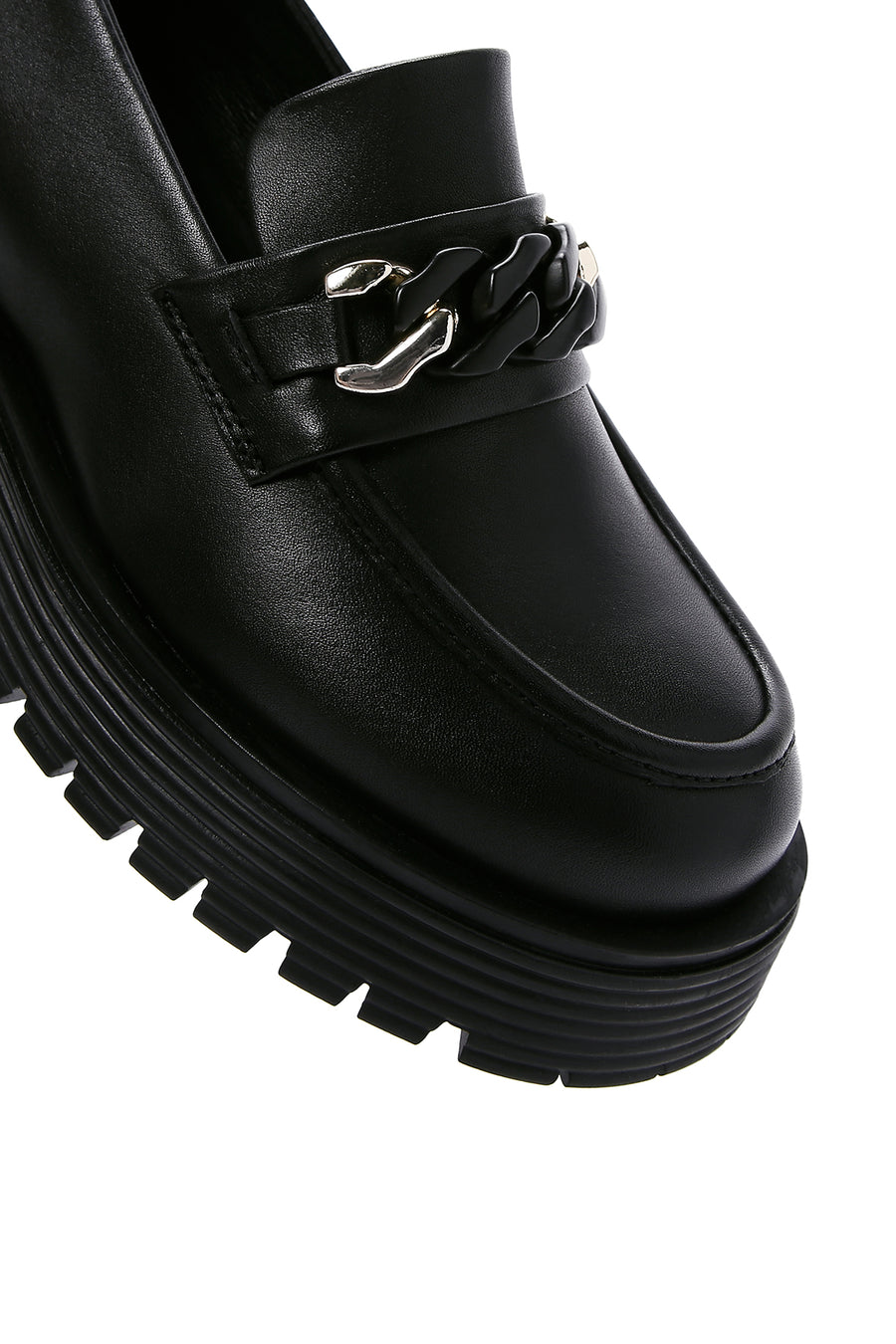Kadın Siyah Deri Maskülen Loafer