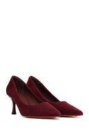Kadın Bordo İnce Topuklu Süet Deri Stiletto | Derimod