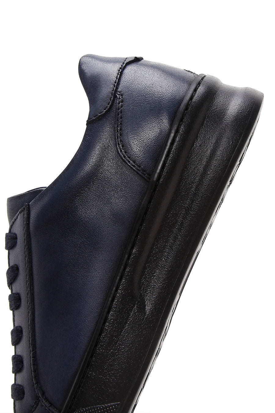 Erkek Lacivert Deri Sneaker