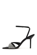 Women's Black Ankle Buckle Stone High Thin Heel Sandals | Derimod