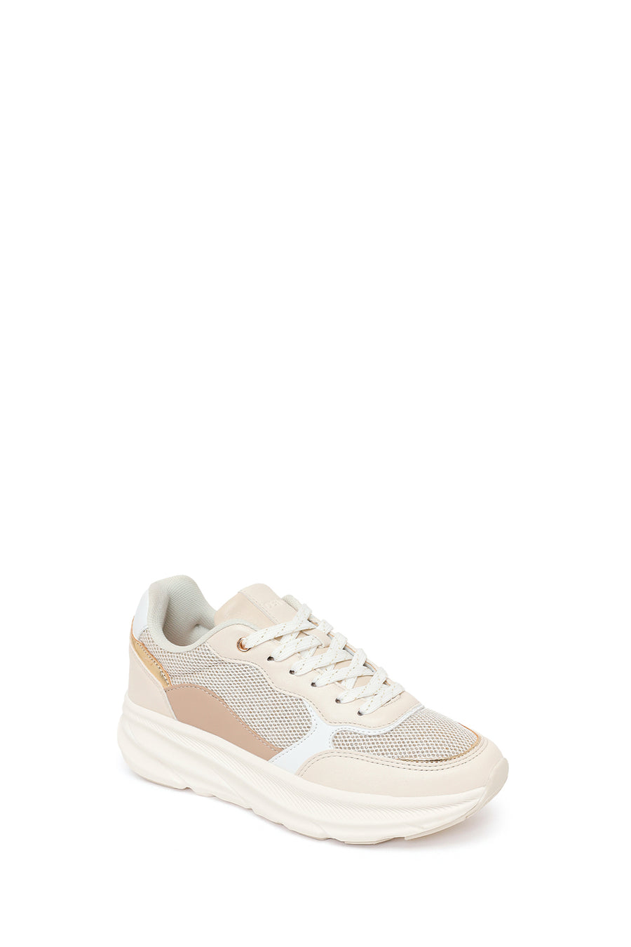 Kadın Bej Bağcıklı Kalın Tabanlı Sneaker