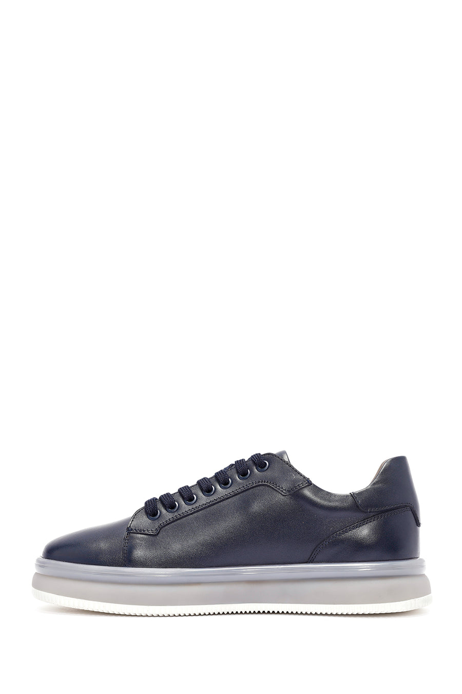 Men's Navy Blue Lace-Up Leather Sneaker