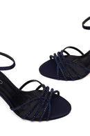 Woman Navy Ankle-Buckle Embellished Slim High-Heel Sandal | Derimod