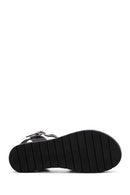 Women's Black Leather Bodrum Sandals | Derimod