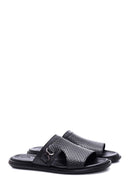 Men's Leather Printed Slippers | Derimod