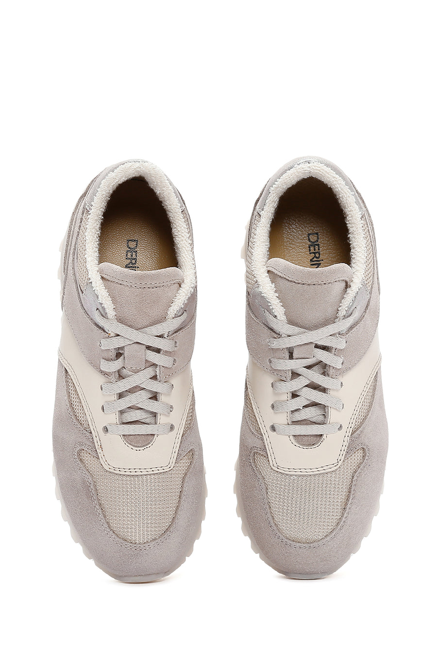Kadın Bej Kalın Tabanlı Deri Sneaker