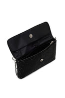 Woman Black Chain-Strap Embellished Evening Mini Clutch Bag | Derimod