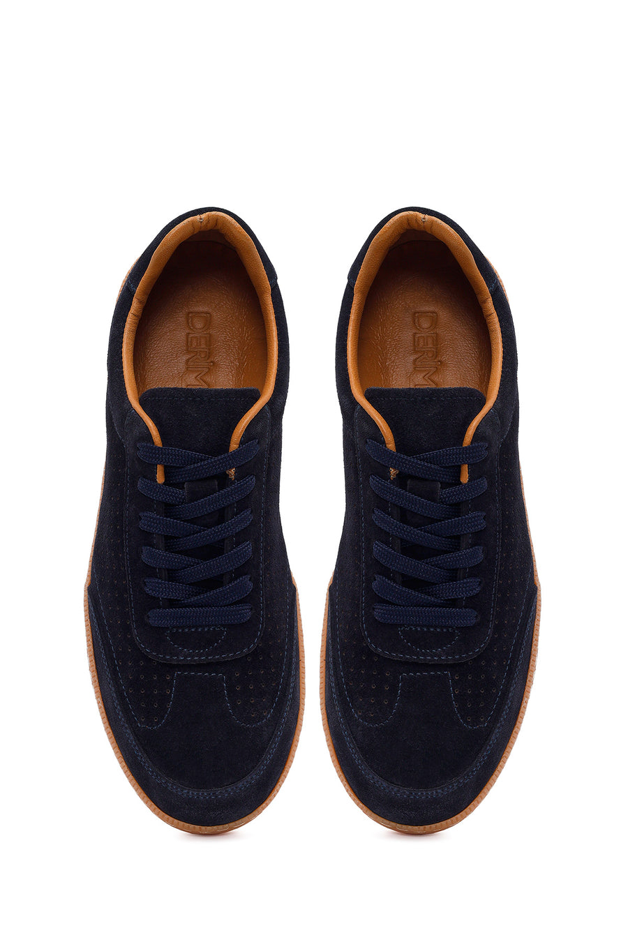 Erkek Lacivert Bağcıklı Süet Deri Sneaker